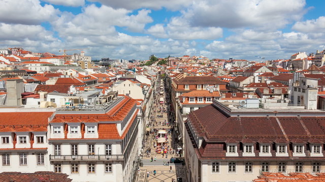 4K timelpase of Augusta street in Lisbon , Portugal - UHD