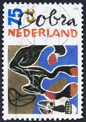 Art illustration on a postage stamp