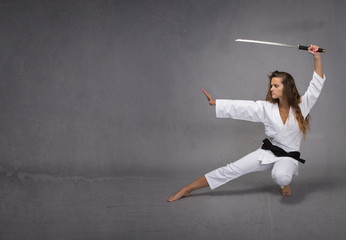 girl with katana ready to attack
