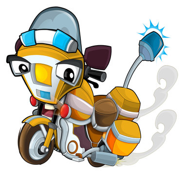 Cartoon motorcycle - caricature - illustration for the children