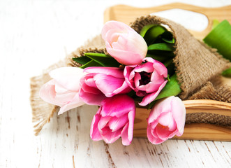 bouquet of pink tulips
