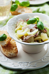 Healthy salad with octopus, celery and potato