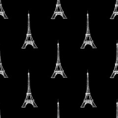 Paris France Eiffel tower on the black background