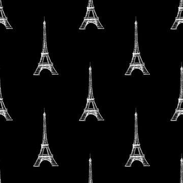 Paris France Eiffel tower on the black background