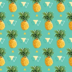 Stickers pour porte Ananas Fond d& 39 ananas géométrique - Modèle sans couture dans le vecteur
