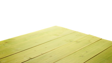 Green paint coated wooden boards
