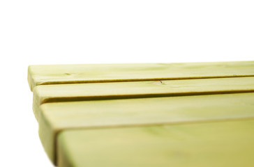 Green paint coated wooden boards