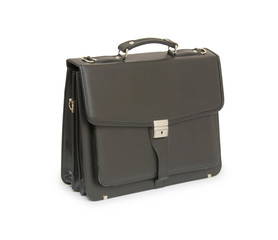 Business leather briefcase isolated