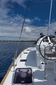 sailing boat in calm beautiful blue sea in croatia