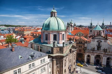 Fotobehang Prague with churches in Czech Republic © Tomas Marek