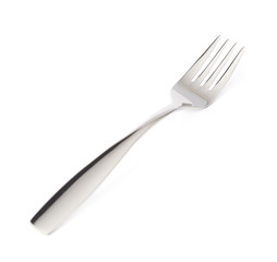 Stainless steel glossy metal fork isolated