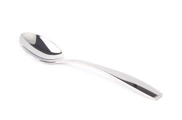 Stainless steel dessert spoon isolated