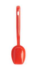 Red plastic kitchen scoop isolated