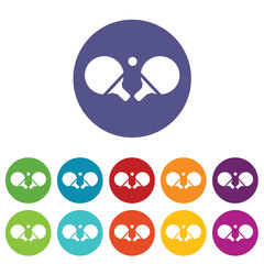 Table tennis rackets icon set