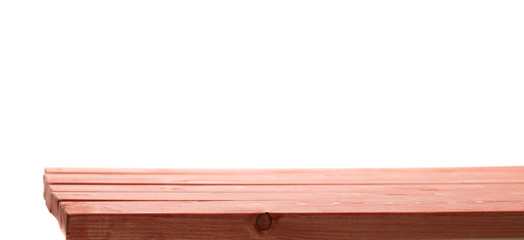 Red paint coated wooden boards