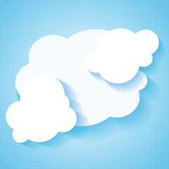 White paper clouds over blue background. Eps10