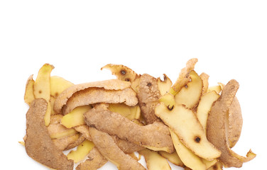 Pile of potato peels isolated