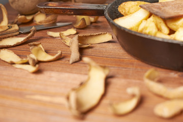 Cooking fried french potatoes composition
