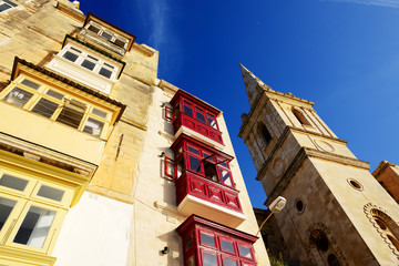 Fototapeta na wymiar The view on Vallettas buildings, Malta