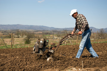 Man with tiller