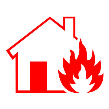 Icono aislado incendio hogar rojo