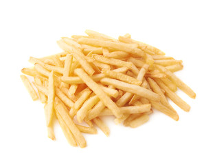 Pile of french fries potatoes isolated