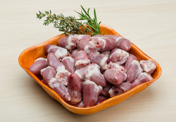 Raw chicken hearts