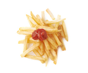 Pile of french fries potatoes isolated