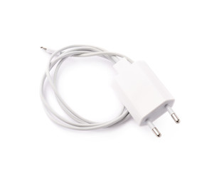 White usb adapter charger isolated