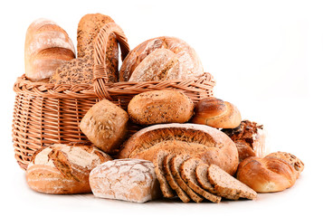 Composition with variety of baking products isolated on white