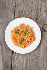 Stew cabbage decorated parsley