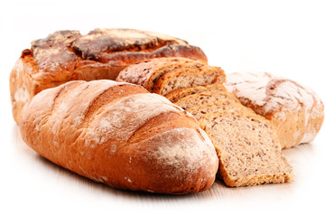Composition with variety of baking products isolated on white