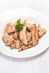 Grilled chicken meat sliced