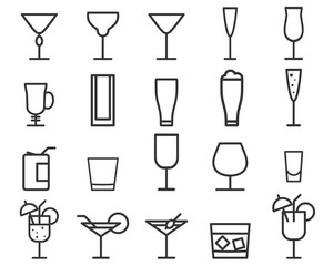 Beverage, drinks vector thin line symbol icon. Cocktails. Party