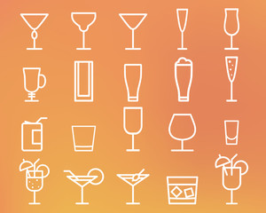 Beverage, drinks vector thin line symbol icon. Cocktails. Party