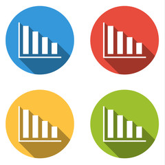 Collection of 4 isolated flat buttons (icons) for graph