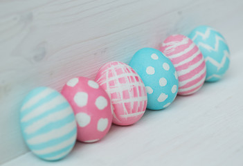 Fototapeta na wymiar Pink and blue easter eggs
