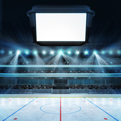 Obraz premium hockey stadium with fans and blank cube text space