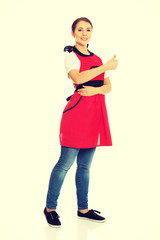 Woman wearing apron