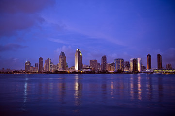 Naklejka premium Twilight at downtown San Diego, California, USA.
