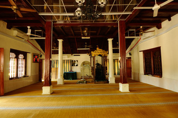 Interior of The Kampung Duyong Mosque in Malacca, Malaysia