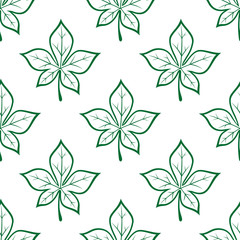 Green leaves square seamless pattern