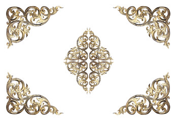 Pattern of flower carved frame on white background