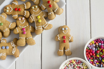 Gingerbread Men with Decorations on a Plate