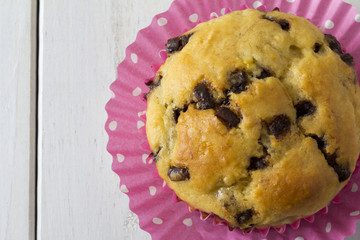 Single Banana Chocolate Muffin from Above