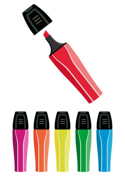 red highlighter pen, colorful set clip art preview