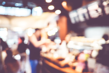 Blurred background : Vintage filter Customer in Coffee shop blur