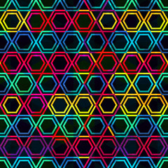 neon mosaic seamless pattern with grunge effect