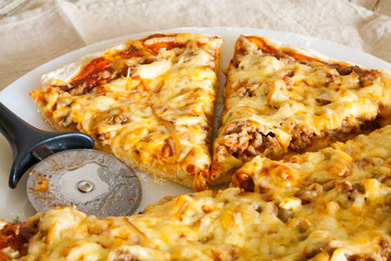 Sliced pizza on a plate