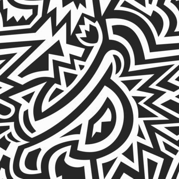 monochrome african geometric seamless pattern